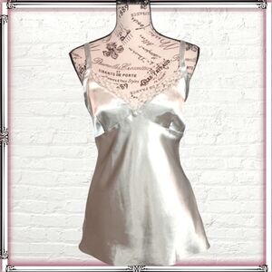 Vintage Pastel Green Satin Slip Lingerie Top Size Med